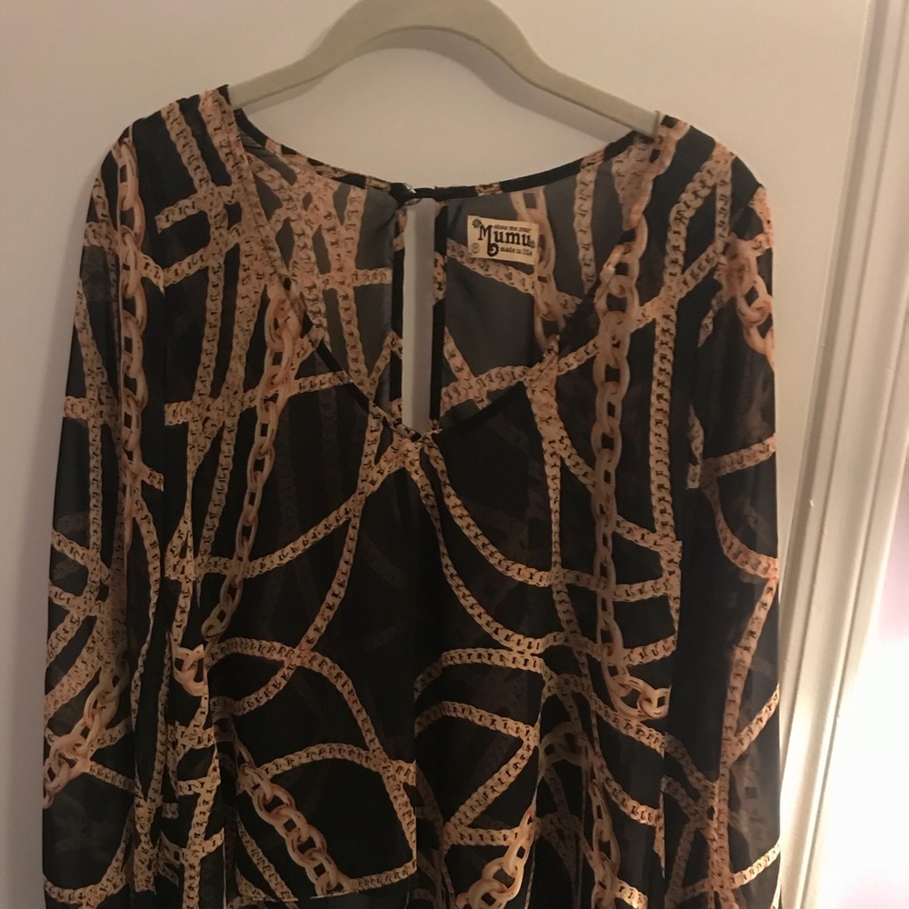 Mumu black chain top— rare print